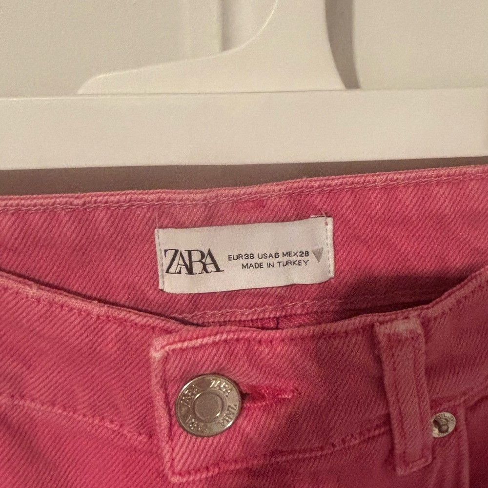 Zara Vibrant Pink Wide-leg full length jeans - Picture 2 of 2